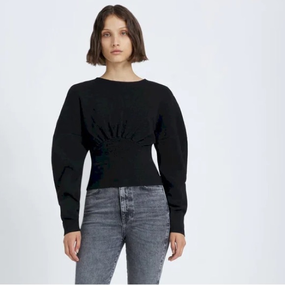 NWT 7 FOR ALL MANKIND BODYCON RIB SWEATER IN BLACK - Picture 3 of 7